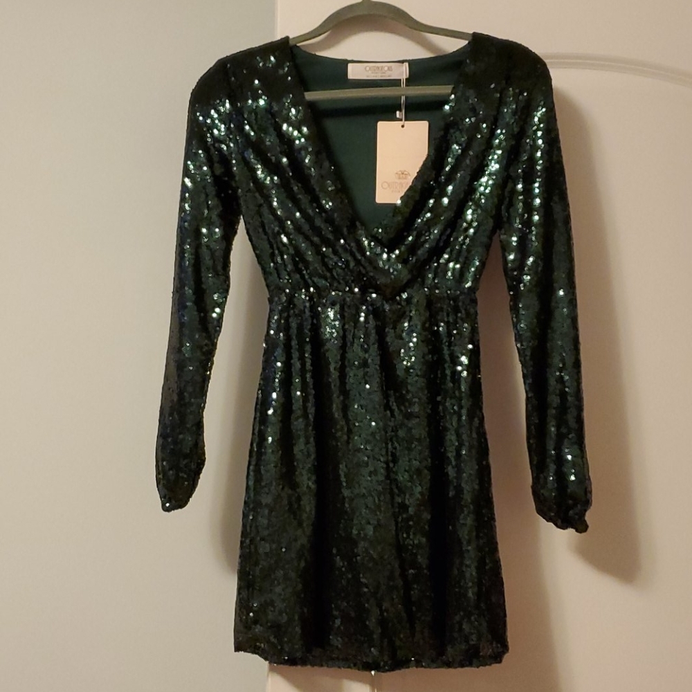 Long sleeve sequined dress